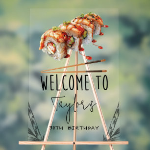 Sushi Adult Birthday Welcome Personalised Acrylic Sign