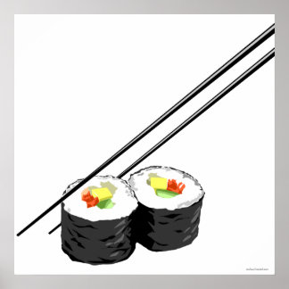 Sushi and Chopsticks Poster