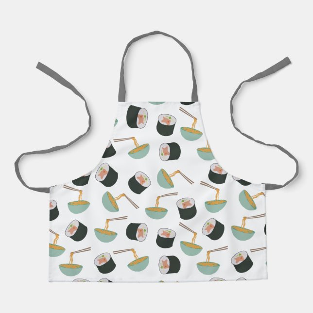 Sushi and Noodles Pattern Apron (Front)