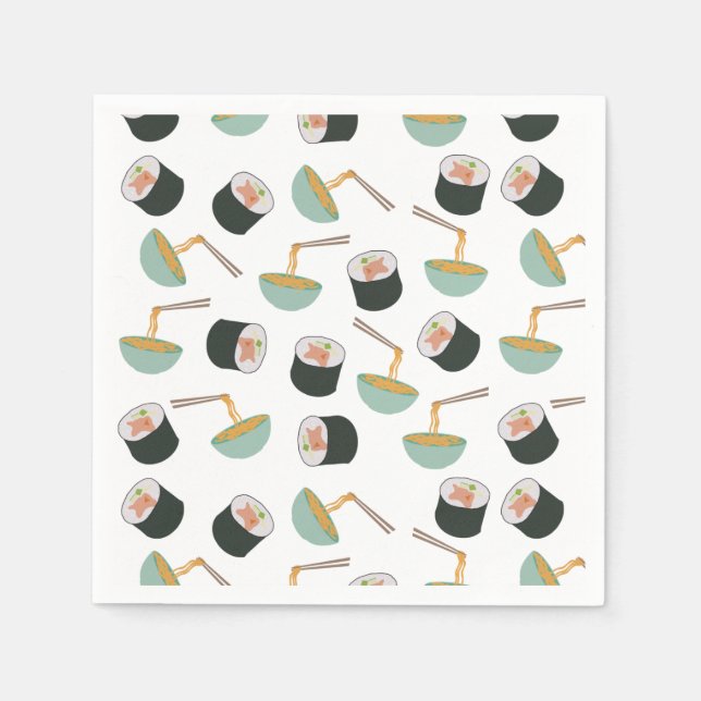 Sushi and Noodles Pattern Napkin (Front)