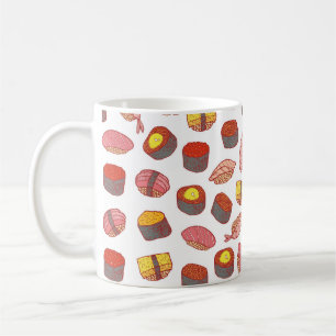 Sushi and rolls seamless pattern. Doodle cartoon c Coffee Mug