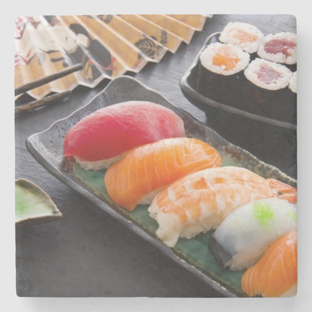 Sushi and rolls stone coaster (Front)