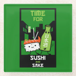 Sushi And Sake Foodies Glass Coaster
