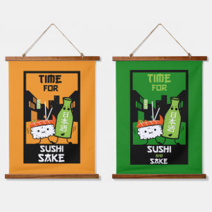 Sushi And Sake Foodies Hanging Tapestry