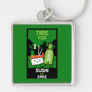 Sushi And Sake Foodies  Key Ring