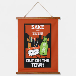 Sushi And Sake Foodies   Napkin Hanging Tapestry