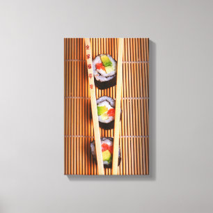 Sushi and wooden chopsticks canvas print
