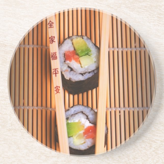 Sushi and wooden chopsticks coaster (Front)