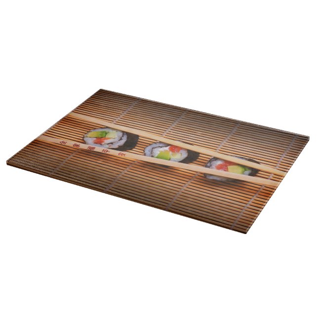 Sushi and wooden chopsticks cutting board (Corner)