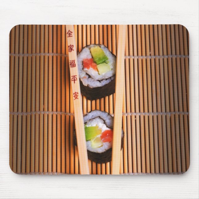 Sushi and wooden chopsticks mouse mat (Front)