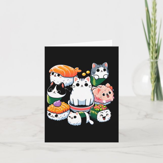 Sushi Anime Cat Sushi Lover Gift  Card (Front)