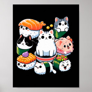 Sushi Anime Cat Sushi Lover Gift  Poster
