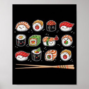 Sushi Anime Kawaii Japanese Food Lover Otaku Manga Poster