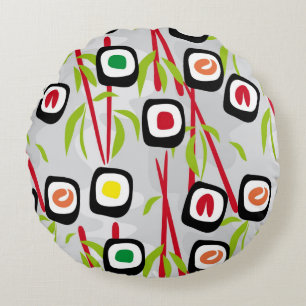 Sushi background round cushion