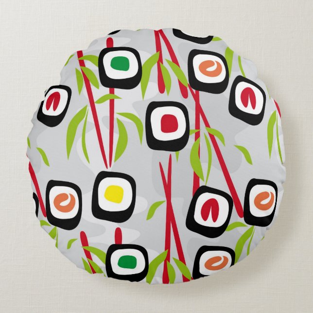 Sushi background round cushion (Front)