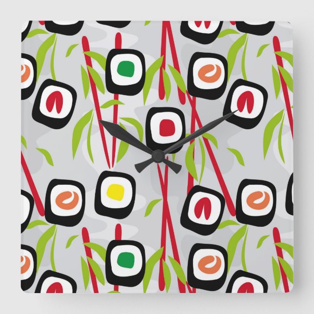 Sushi background square wall clock (Front)