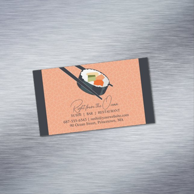 Sushi Bar Restaurant Magnetic Business Card (In Situ)