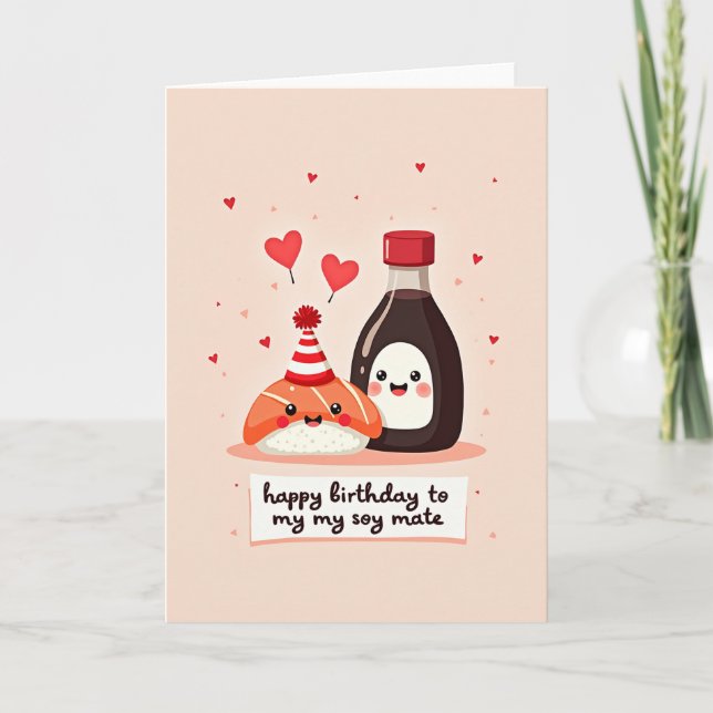 Sushi Birthday Illustration Card (Front)