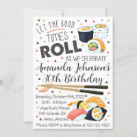 Sushi Birthday Invitation, Sushi Invitation