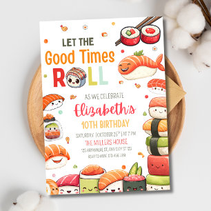 Sushi Birthday Kawaii Sushi Japanese Food Party Invitation