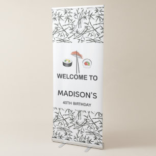 Sushi Birthday Modern Elegant Personalised Welcome Retractable Banner