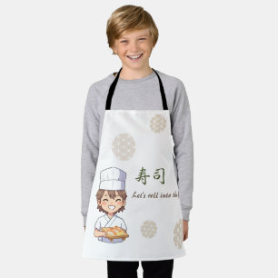 Sushi Birthday Party Invitation with Cute Anime Apron