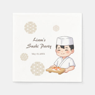 Sushi Birthday Party Invitation with Cute Anime Napkin