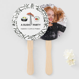 Sushi Birthday Party Modern Personalised Photo Hand Fan