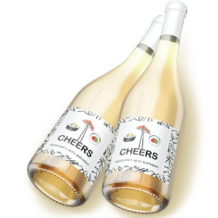 Sushi Birthday Party Personalised Cheers Sparkling Wine Label