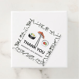 Sushi Birthday Personalised Black White Favour Tags