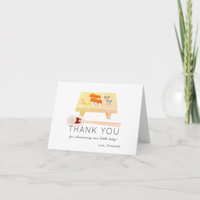 Sushi Board Baby Shower Thank You Card (Front)