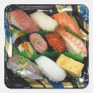 Sushi Box  Japanese Food Square Sticker