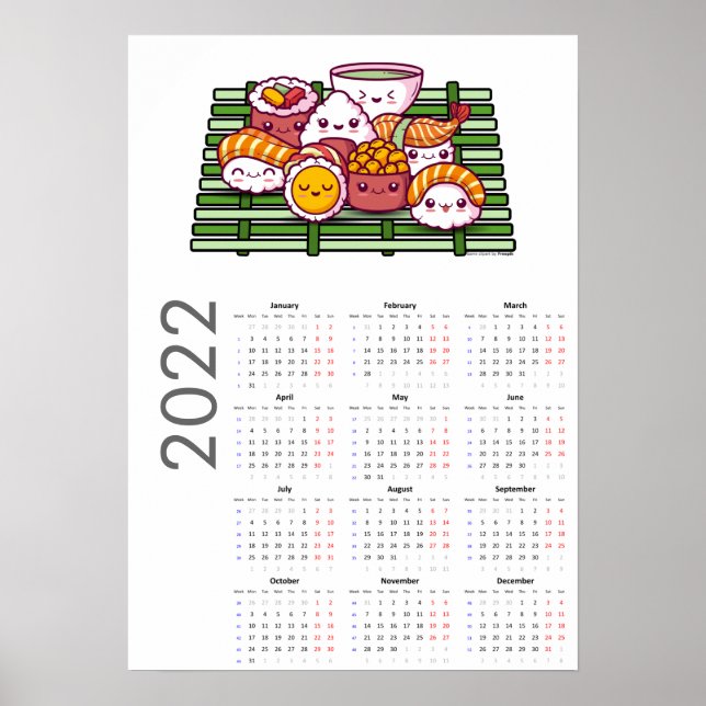 Sushi Calendar 2022 Poster (Front)