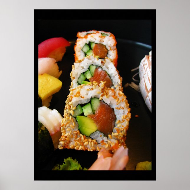 Sushi California roll sashimi foodie chef photo Poster (Front)