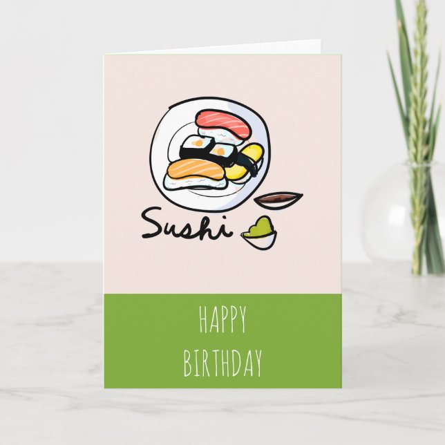 Sushi cartoon cute Japanese art Card (Front)