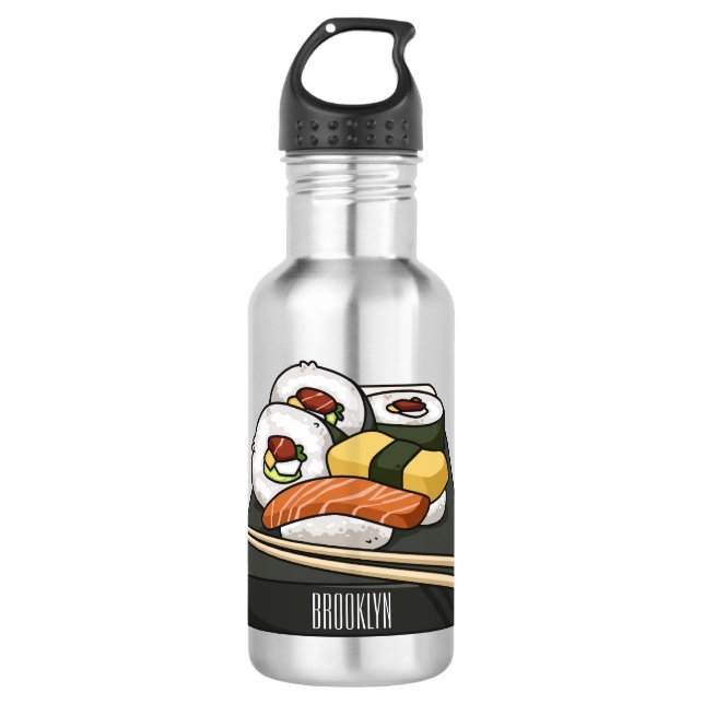 Sushi cartoon illustration  532 ml water bottle (Front)