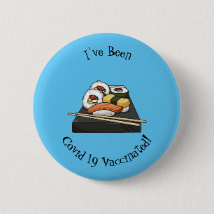 Sushi cartoon illustration 6 cm round badge