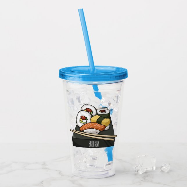 Sushi cartoon illustration  acrylic tumbler (Front Ice)