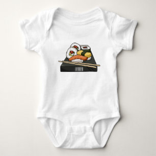 Sushi cartoon illustration baby bodysuit