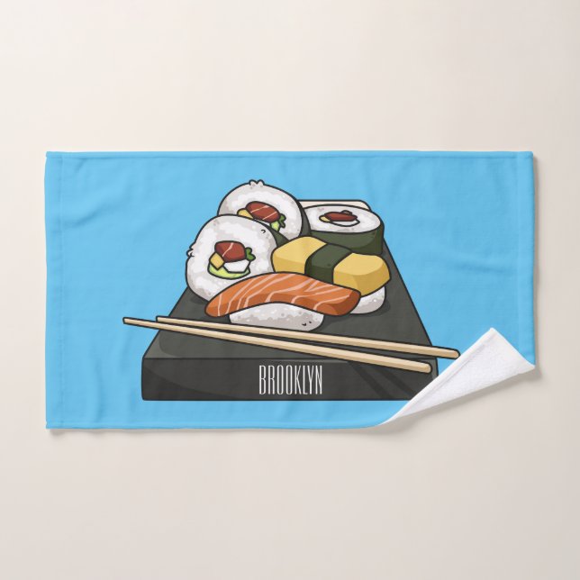 Sushi cartoon illustration  bath towel set (Hand Towel)