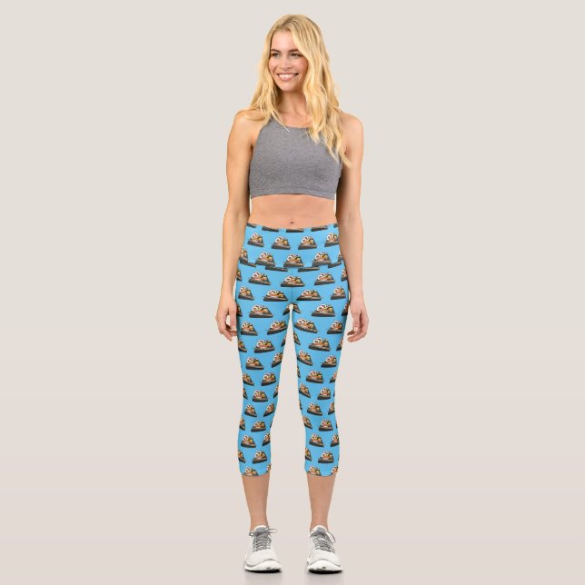 Sushi cartoon illustration  capri leggings (Front)