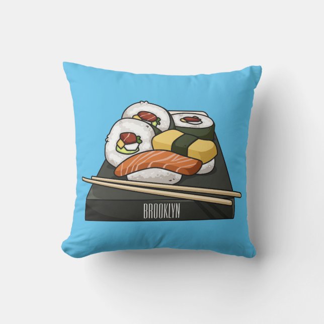 Sushi cartoon illustration  cushion (Front)