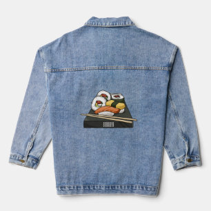 Sushi cartoon illustration  denim jacket