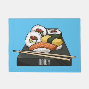 Sushi cartoon illustration doormat