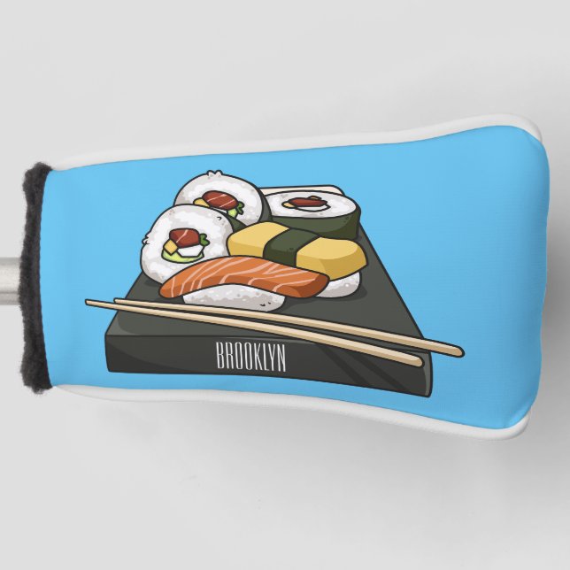 Sushi cartoon illustration  golf head cover (Front)