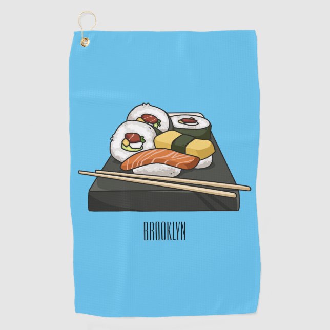 Sushi cartoon illustration  golf towel (Front)