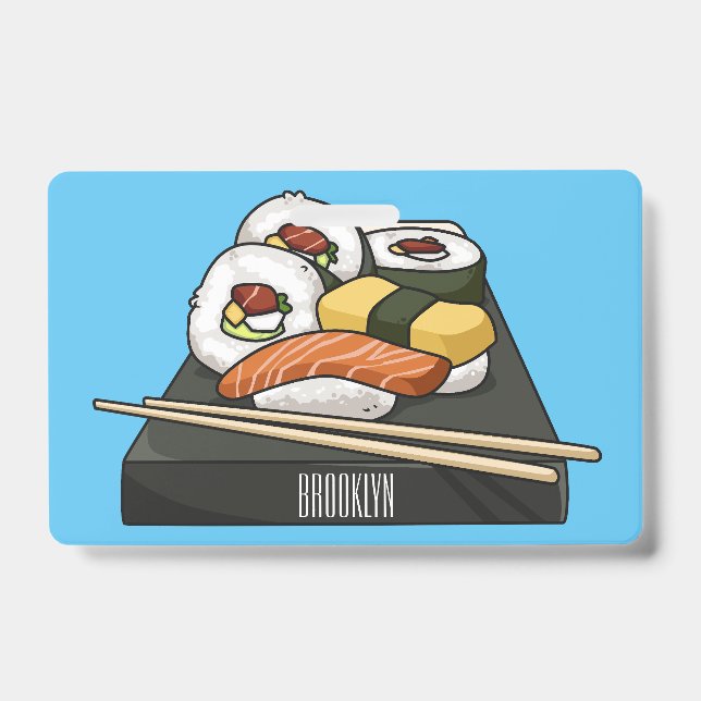 Sushi cartoon illustration  ID badge (Front)