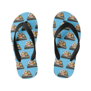 Sushi cartoon illustration kid's flip flops