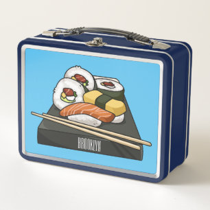 Sushi cartoon illustration  metal lunch box