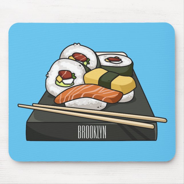 Sushi cartoon illustration  mouse mat (Front)